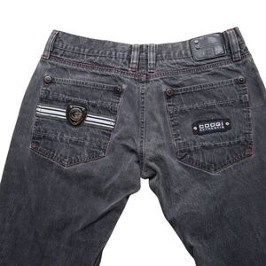 Vintage COOGI Jeans Men's Size 36x34‎ (35x32) Black Denim Leather Y2K JNCO Style